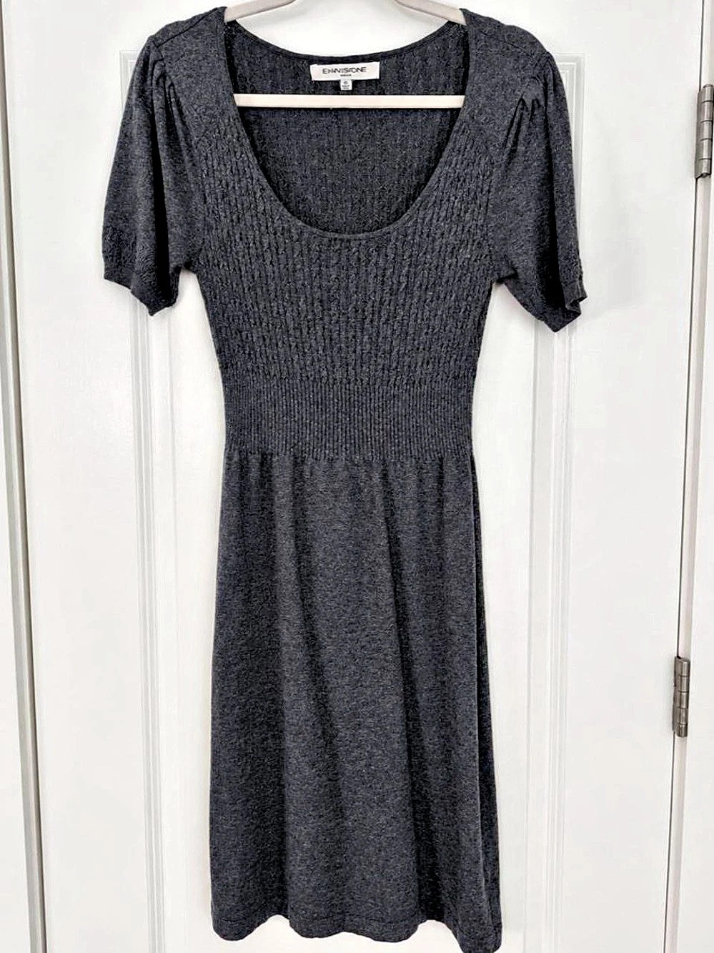Evan Picone Small Charcoal Gray Knit Sweater Dress